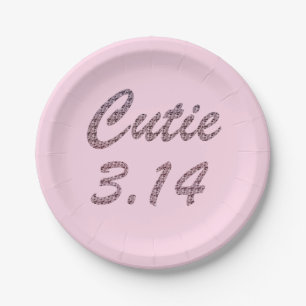 Cutie 3.14 Pi Day Pink Paper Plate