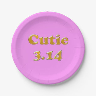 Cutie 3.14 Pi Day Pink Paper Plate