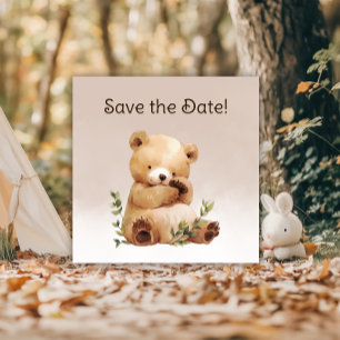 Cutie Baby Bear Watercolor Baby Shower Save The Date