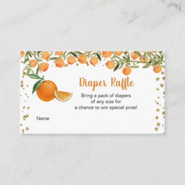 Cutie Baby Citrus Diaper Raffle Card, Enclosure Card (Front)