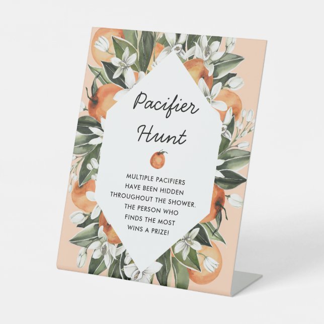 Cutie Baby Shower Pacifier Hunt Game Sign (Front)