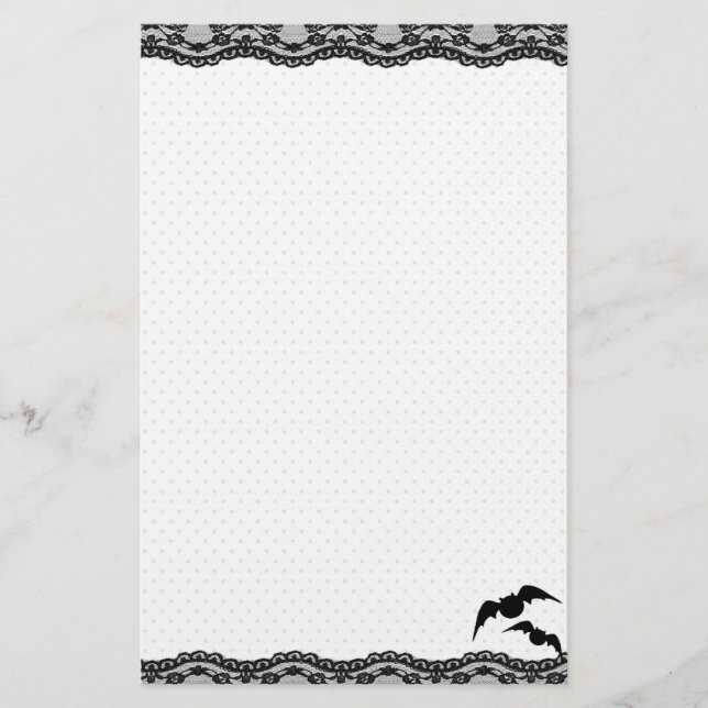 Cutie Bat Stationery with lace (Front)