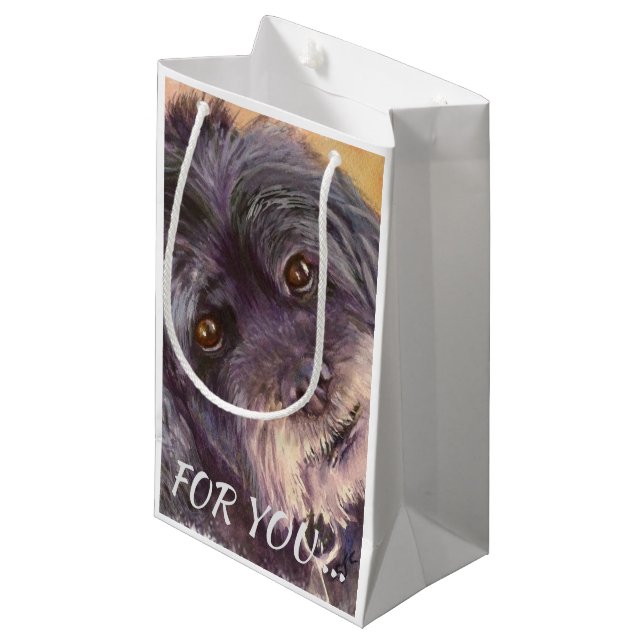 CUTIE BLACK COCK-A-POO MIX SMALL GIFT BAG (Front Angled)