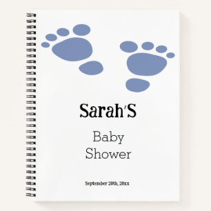 Cutie Blue Baby Footprint Baby Shower Gift List Notebook
