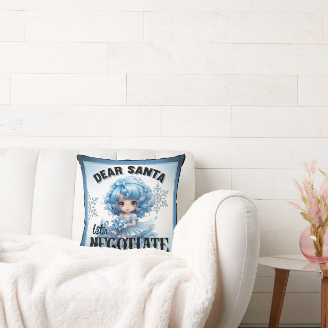 Cutie Blue Dear Santa Christmas Pillow (Couch)