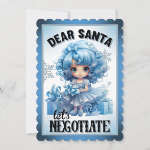 Cutie Blue Dear Santa Christmas Thank You Card