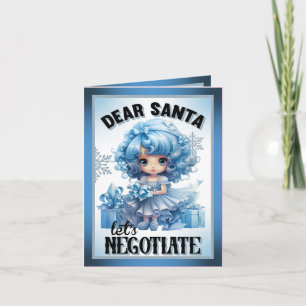 Cutie Blue Dear Santa Christmas  Thank You Card