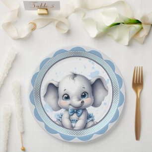 Cutie Blue Elephant - Little Peanut Paper Plate