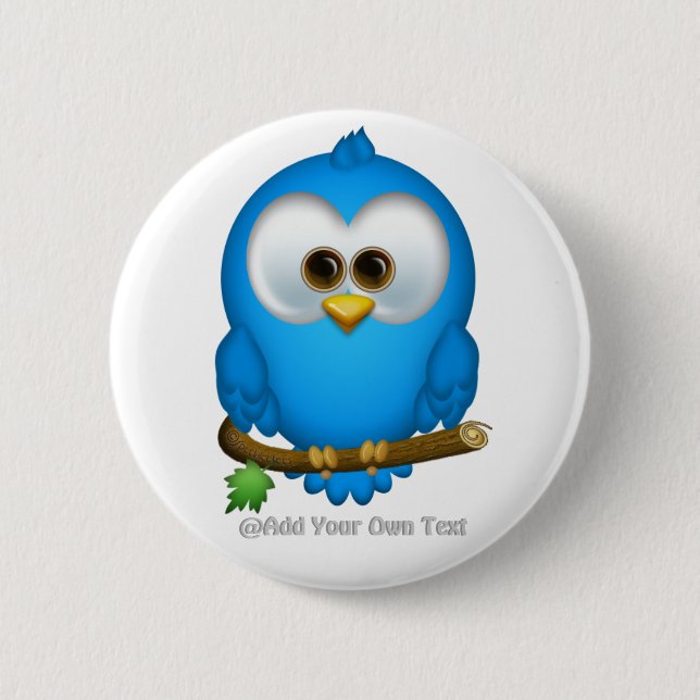 Cutie Blue Tweet Bird Personalised Buttons (Front)