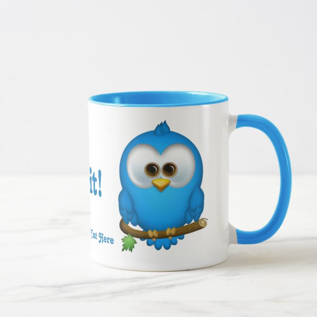 Cutie Blue Tweet Bird Personalised Mug (Right)
