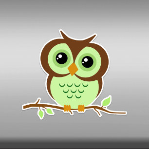 Cutie Cartoon Green Owl Vinyl Sticker