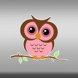 Cutie Cartoon Pink Owl Vinyl Sticker