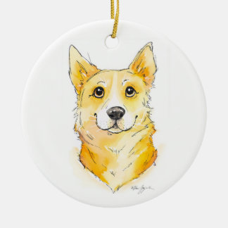 Cutie Corgi Ceramic Tree Decoration