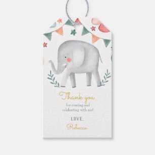 Cutie Elephant Baloons Pink  Baby Shower Gift Tags