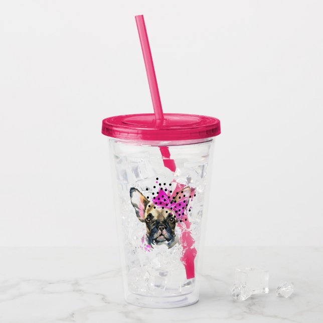 Cutie French Bull Dog Acrylic Tumbler (Front Ice)