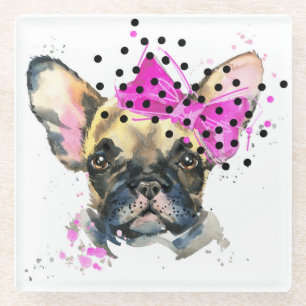 Cutie French Bull Dog Glass Coaster