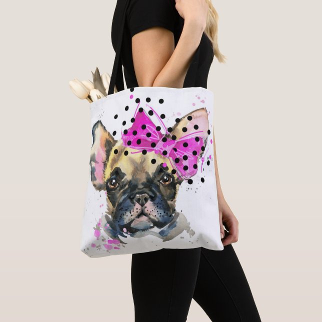 Cutie French Bull Dog Tote Bag (Close Up)