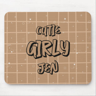Cutie Girly Brown Gingham Mousepad