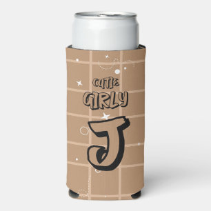 Cutie Girly Brown Gingham Seltzer Can Cooler