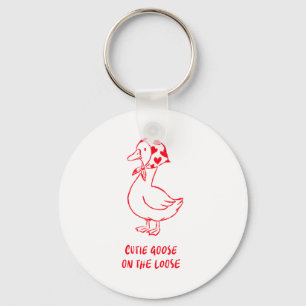 Cutie Goose Valentine Hearts Bandana Cute Barnyard Key Ring
