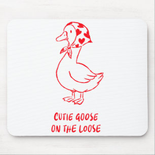 Cutie Goose Valentine Hearts Bandana Cute Barnyard Mouse Mat