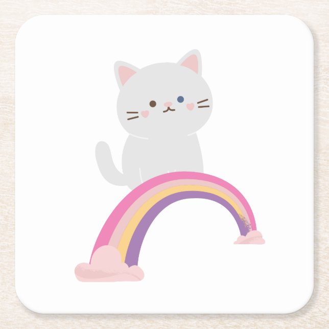 Cutie Kitten Cat            Square Paper Coaster (Front)