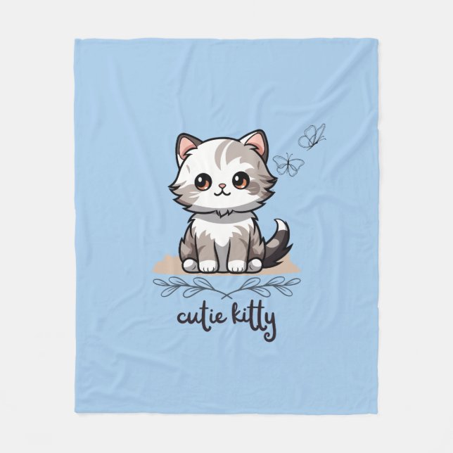Cutie Kitty Fleece Blanket (Front)