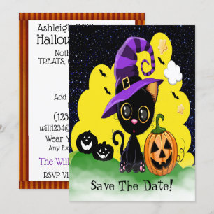 Cutie Kitty FUN Halloween Party Invitation