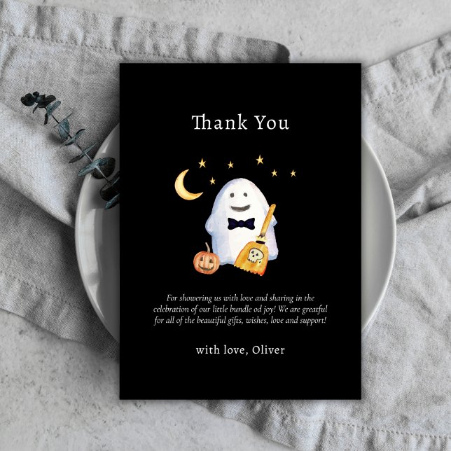Cutie Little Boo Ghost Hollaween Baby Shower  Thank You Card (Cutie Little Boo Ghost Hollaween Baby Shower Thank You Card)