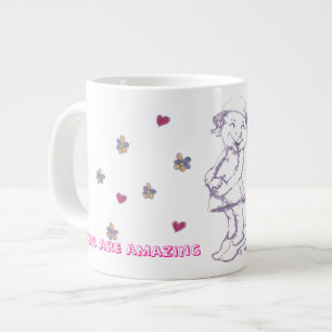 Cutie little girl playing dress up  large coffee mug