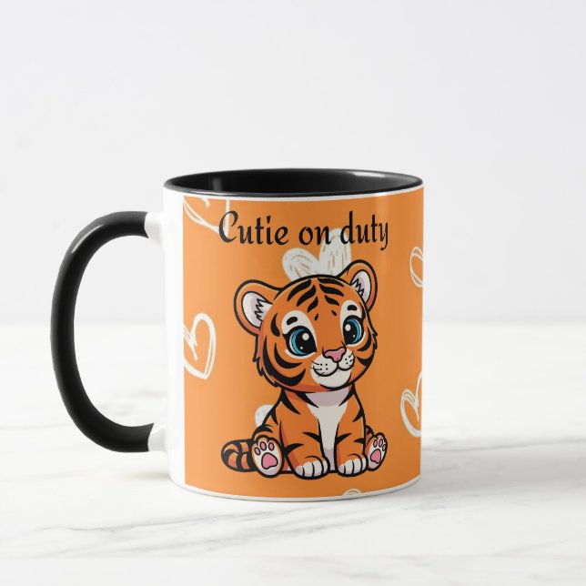 Cutie on Duty Pillow | Cute Baby Tiger Design Mug (Left)