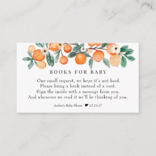 Cutie    Orange Baby Shower   Books for Baby Enclosure Card