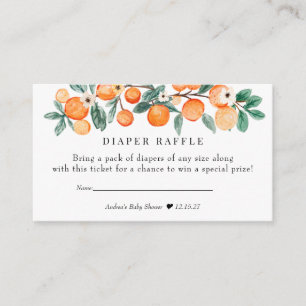 Cutie    Orange Baby Shower   Diaper Raffle Enclosure Card
