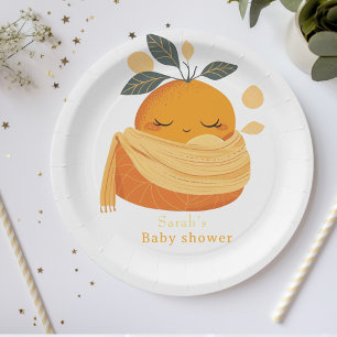 cutie orange Baby shower Paper Plate