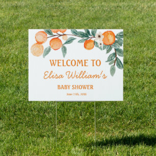 Cutie Orange Baby Shower Welcome Garden Sign