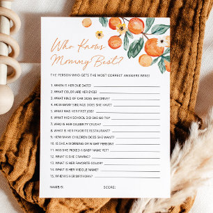 Cutie Orange Baby Shower Who Knows Mummy Best Card