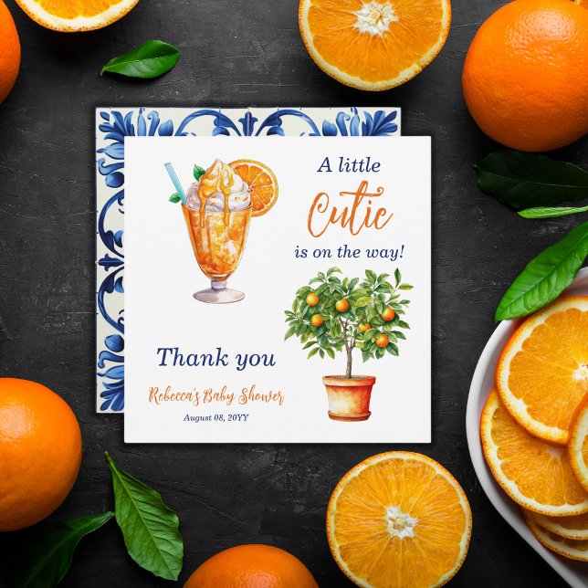 Cutie Orange Citrus Summer Ice Cream Baby Shower Holiday Card (Creator Uploaded)