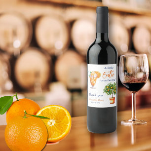Cutie Orange Citrus Summer Ice Cream Baby Shower Wine Label