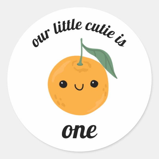 Cutie Orange Clementine Kawaii Face Tangerine Classic Round Sticker (Front)