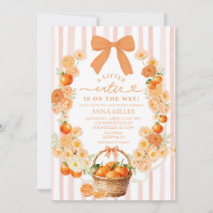 Cutie Orange Floral Coquette Baby Shower Invitatio Invitation