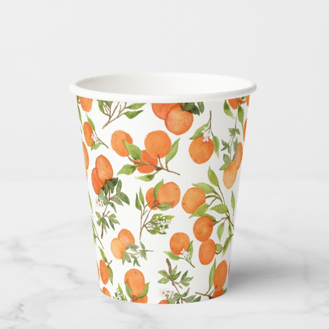 Cutie Orange Patterned Paper Cups (Front)