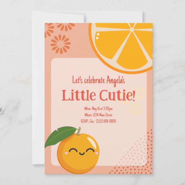 Cutie Orange Smile Baby Shower Invitation (Front)