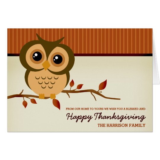 Cutie Owl Happy Thanksgiving Card