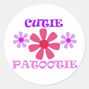 Cutie Patootie with Flowers Classic Round Sticker