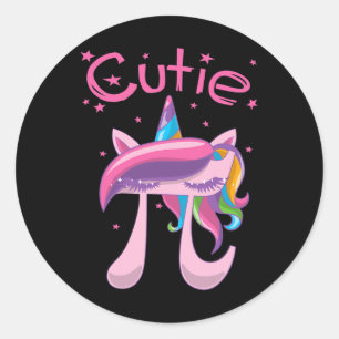 Cutie Pi Day Unicorn Girls  Classic Round Sticker