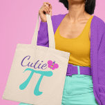 Cutie Pi Symbol Math Pun Tote Bag<br><div class="desc">Cute math pun tote bag with "Cutie Pie" replaced with the symbol for pi. A perfect pi day gift on March 14 for your students or math teacher,  especially an algebra whiz or calculus professor who loves pretty mathematical designs. Topped off with an adorable pink butterfly.</div>