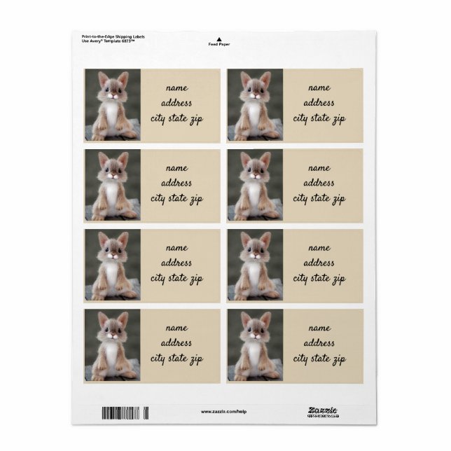 "CUTIE PIE BABY ANIMAL" RETURN ADDRESS LABELS (Full Sheet)