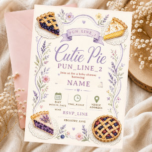 Cutie Pie Baby Blueberry Lemon Meringue Lavender Invitation