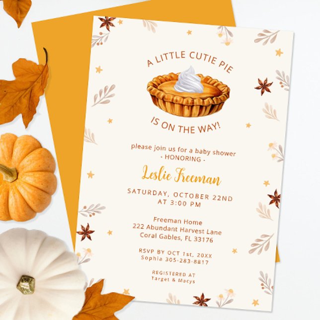 Cutie Pie Baby Shower – Fall Invitation (Autumn Baby Shower Invite)