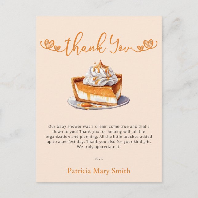 Cutie Pie Baby Shower Thank You  Postcard (Front)